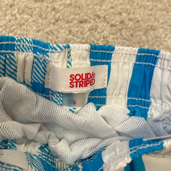 Set of 2 Solid and Striped Boys Bathing Suit Shorts size 6 - Picture 6 of 9